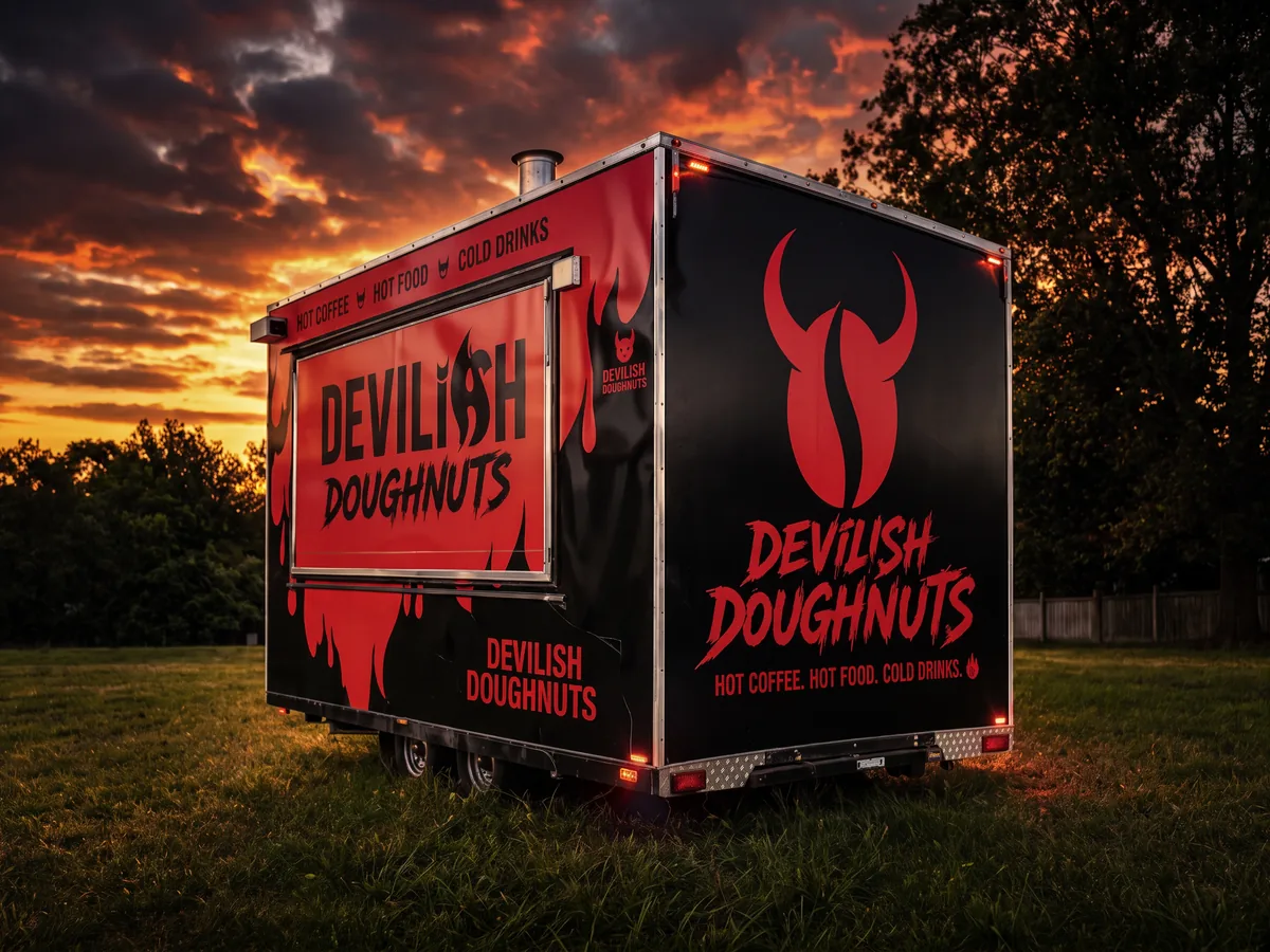 The Devilish Doughnuts trailer at sunset